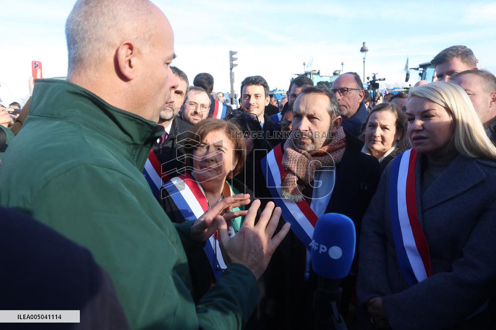 Farmers Protest with Tractors in Front Of The National Assembly - Paris