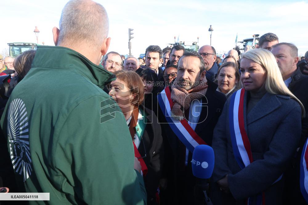 Farmers Protest with Tractors in Front Of The National Assembly - Paris