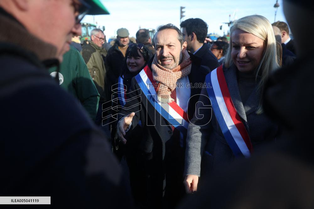 Farmers Protest with Tractors in Front Of The National Assembly - Paris