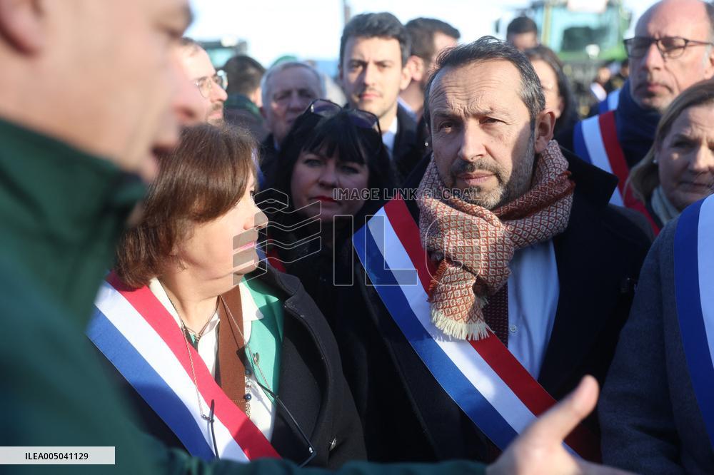 Farmers Protest with Tractors in Front Of The National Assembly - Paris