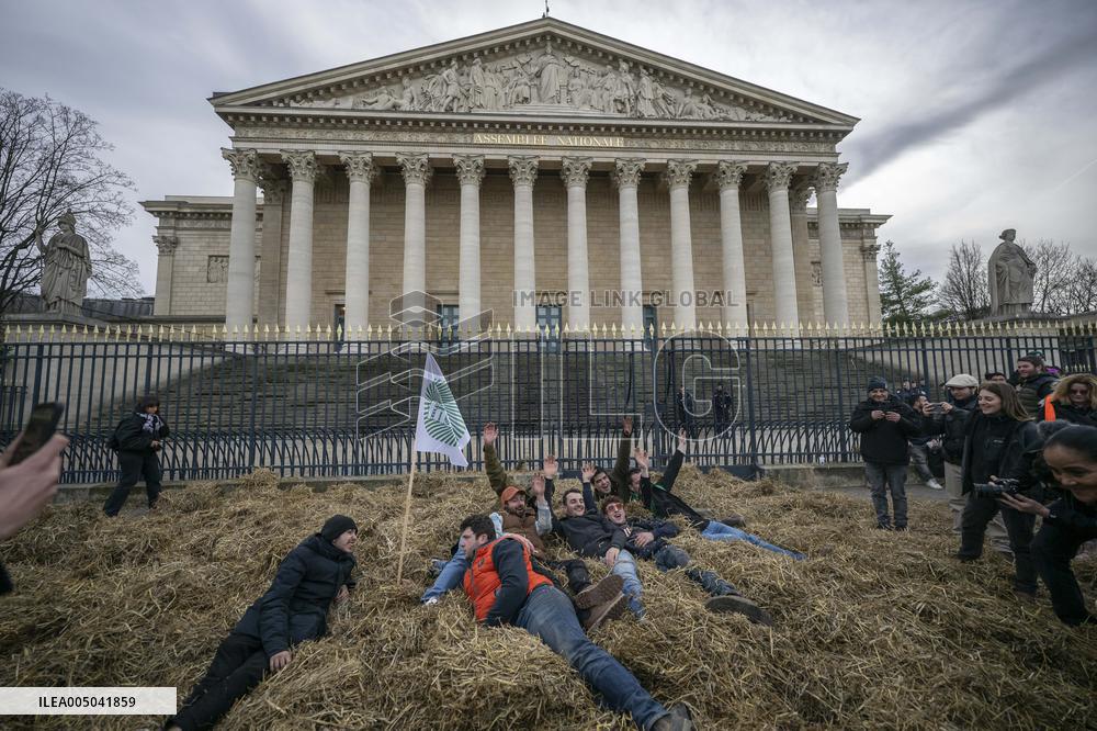 Farmers Protest in Front Of The National Assembly - Paris