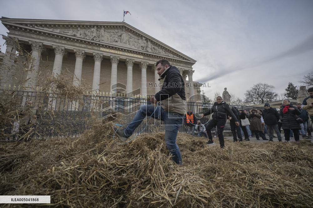 Farmers Protest in Front Of The National Assembly - Paris