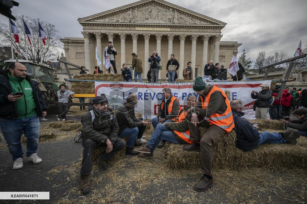 Farmers Protest in Front Of The National Assembly - Paris