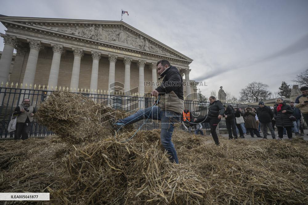 Farmers Protest in Front Of The National Assembly - Paris
