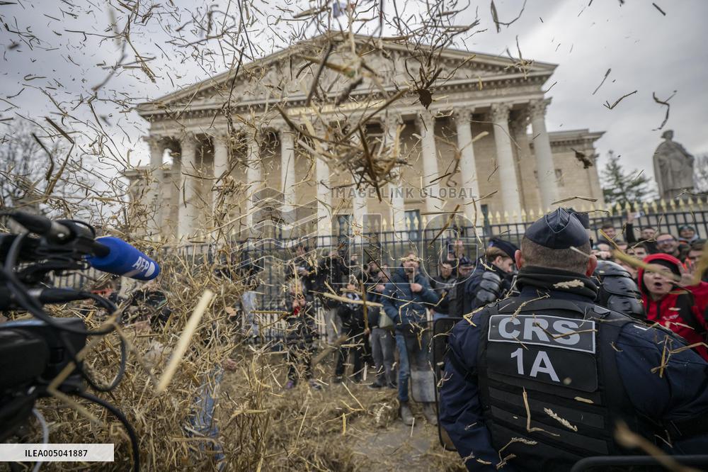 Farmers Protest in Front Of The National Assembly - Paris