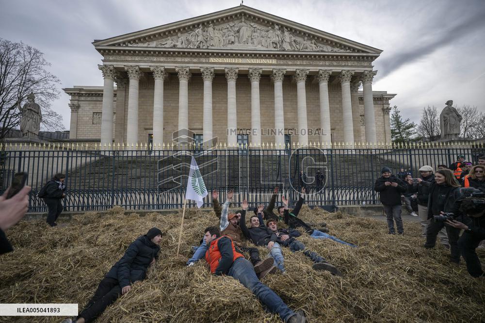 Farmers Protest in Front Of The National Assembly - Paris