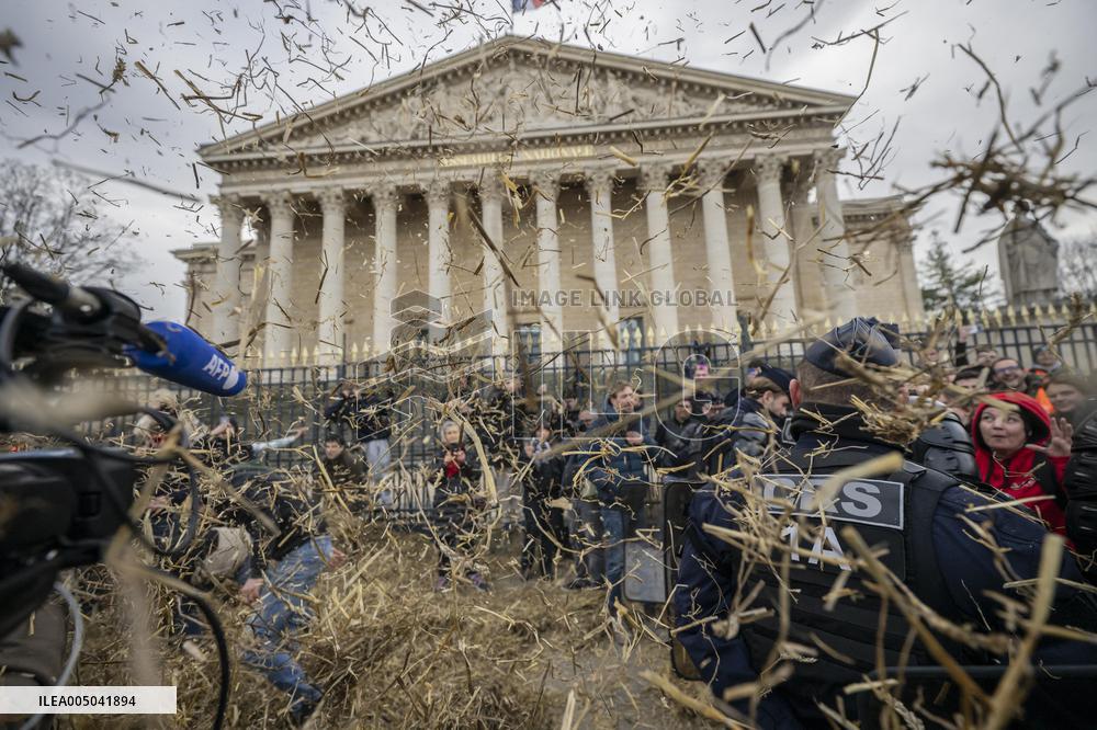 Farmers Protest in Front Of The National Assembly - Paris