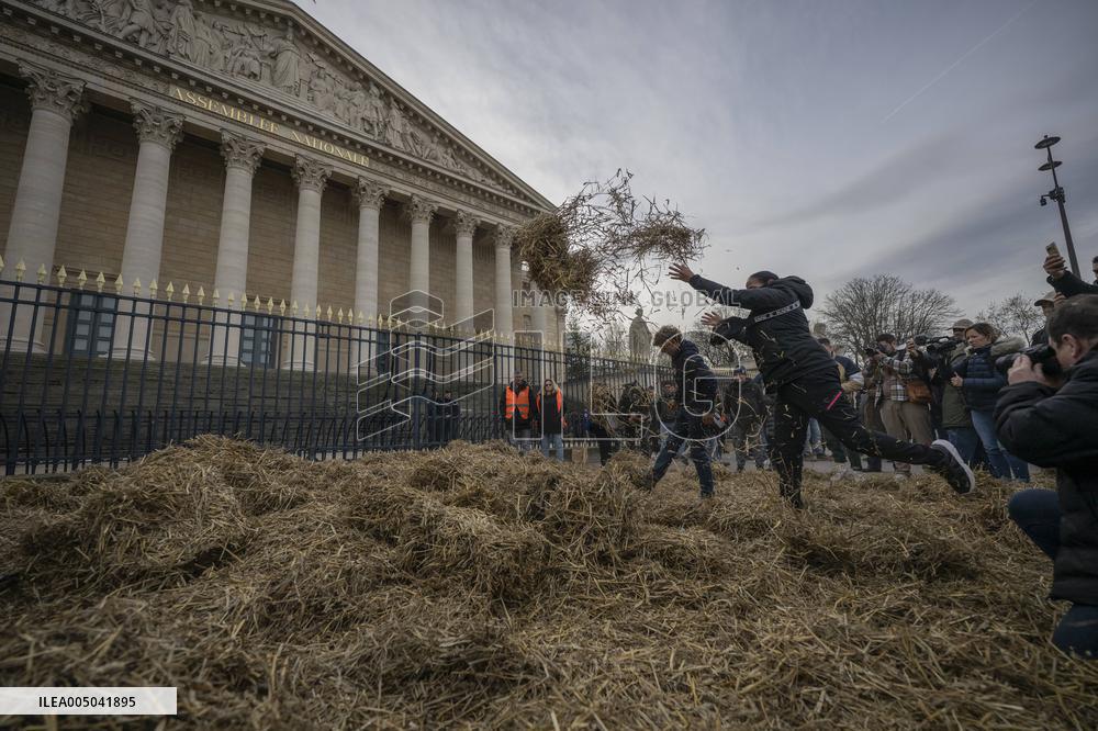 Farmers Protest in Front Of The National Assembly - Paris