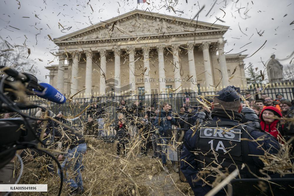 Farmers Protest in Front Of The National Assembly - Paris