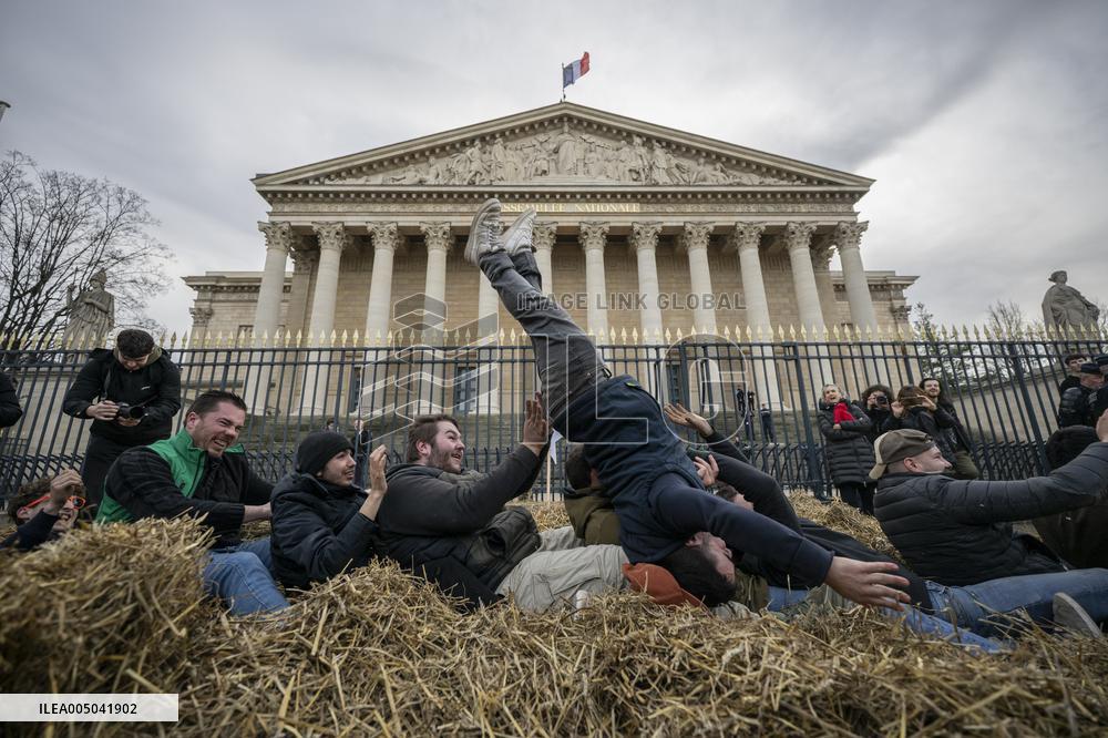 Farmers Protest in Front Of The National Assembly - Paris