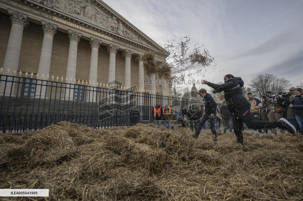 Farmers Protest in Front Of The National Assembly - Paris