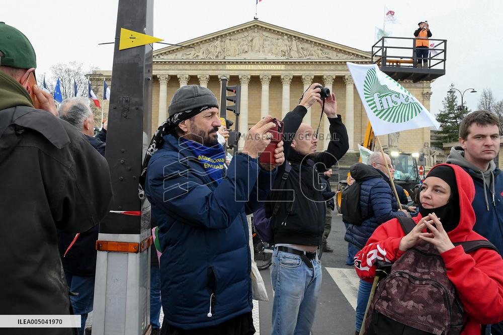 Farmers Protest in Front Of The National Assembly - Paris