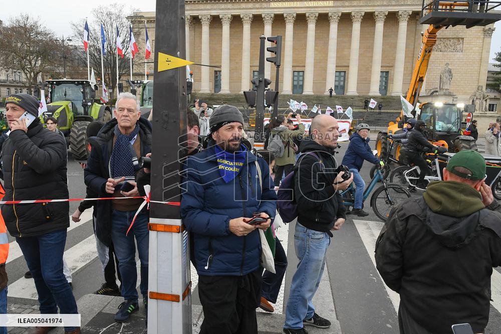 Farmers Protest in Front Of The National Assembly - Paris