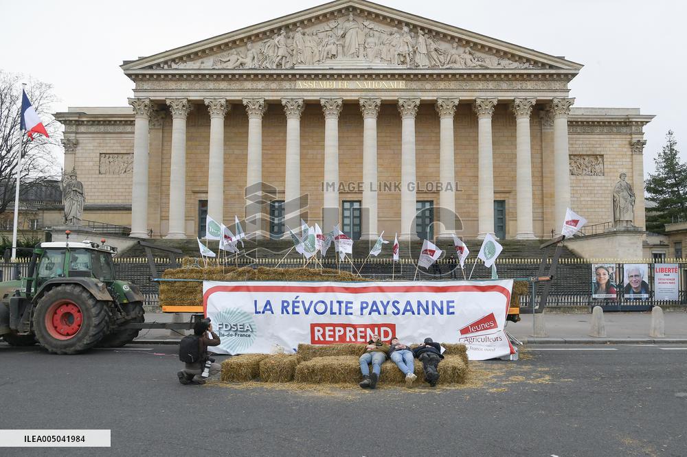 Farmers Protest in Front Of The National Assembly - Paris