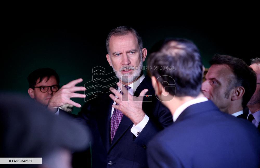 President Macron and King Felipe VI Visit an Exhibition at The Chateau de Versailles - Versailles