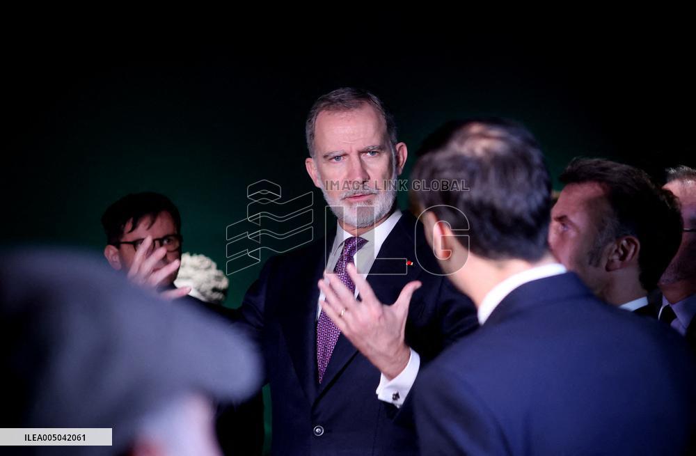 President Macron and King Felipe VI Visit an Exhibition at The Chateau de Versailles - Versailles