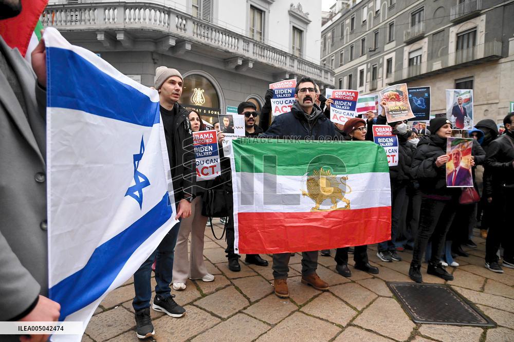 Iranians Demonstrate in Front of The American Consulate - Milan
