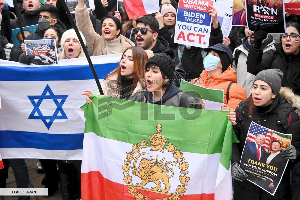 Iranians Demonstrate in Front of The American Consulate - Milan