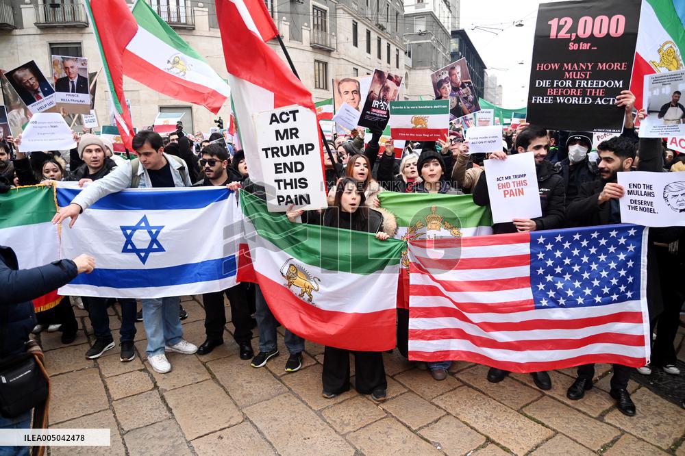 Iranians Demonstrate in Front of The American Consulate - Milan