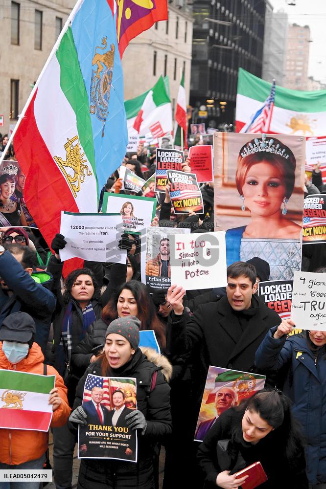 Iranians Demonstrate in Front of The American Consulate - Milan