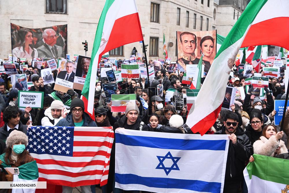 Iranians Demonstrate in Front of The American Consulate - Milan