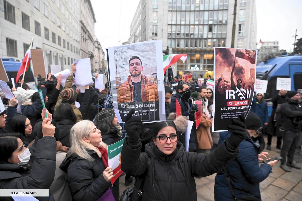 Iranians Demonstrate in Front of The American Consulate - Milan