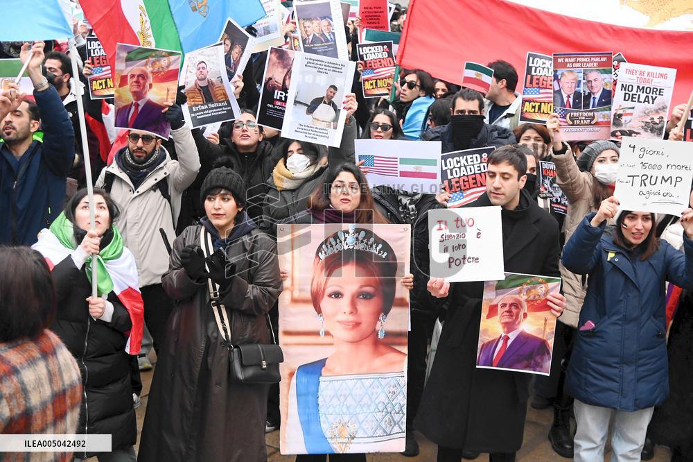Iranians Demonstrate in Front of The American Consulate - Milan