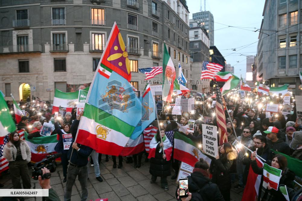 Iranians Demonstrate in Front of The American Consulate - Milan