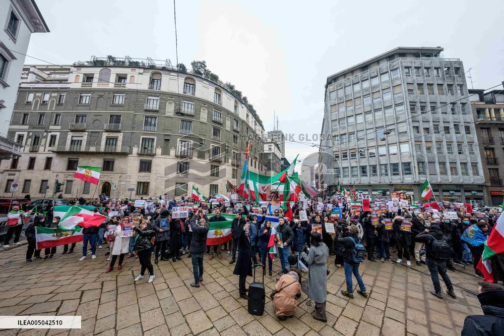 Iranians Demonstrate in Front of The American Consulate - Milan
