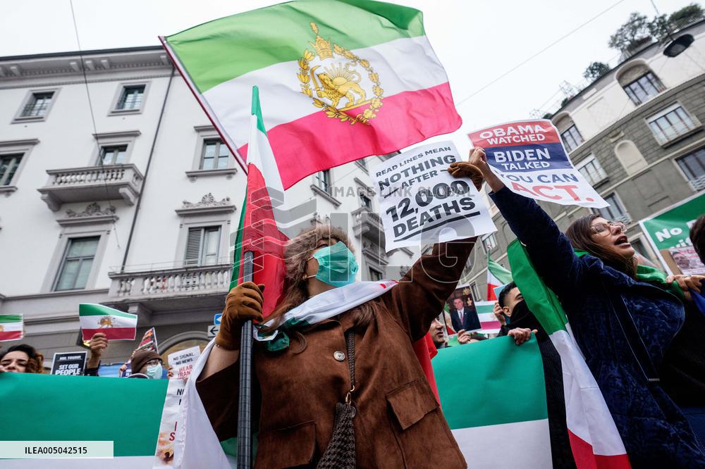 Iranians Demonstrate in Front of The American Consulate - Milan