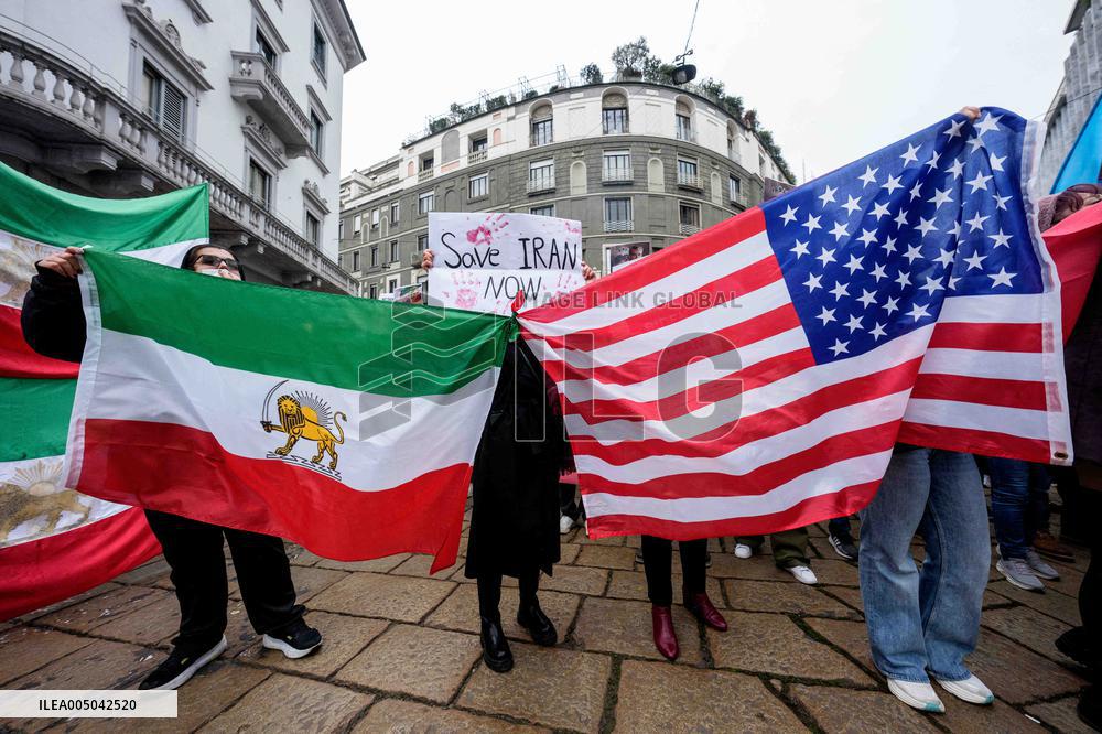 Iranians Demonstrate in Front of The American Consulate - Milan