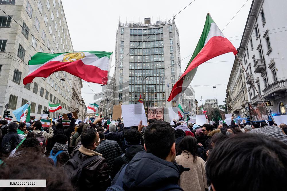 Iranians Demonstrate in Front of The American Consulate - Milan