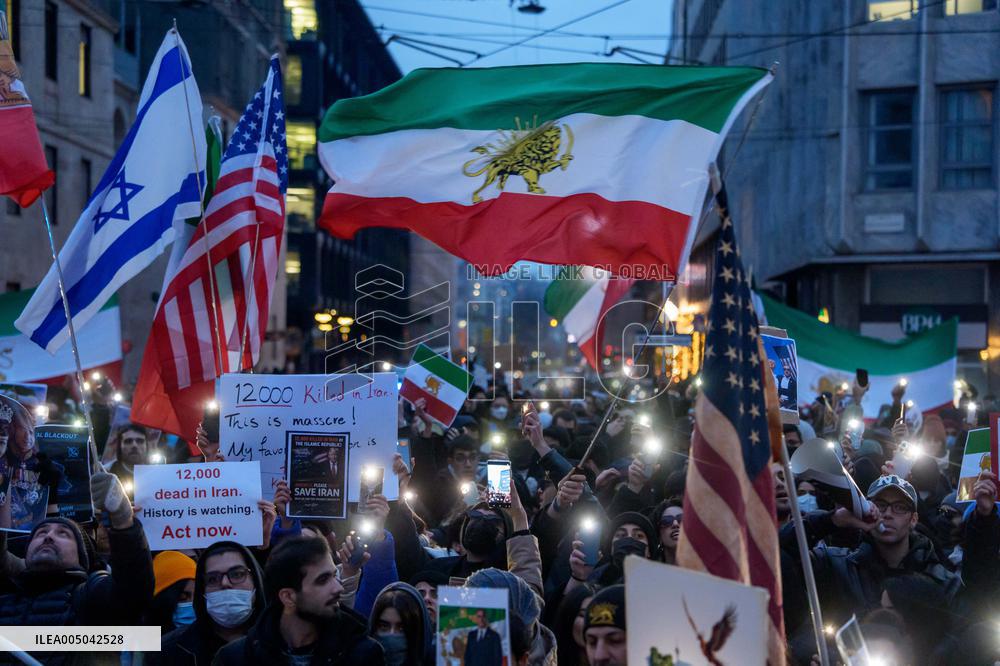 Iranians Demonstrate in Front of The American Consulate - Milan
