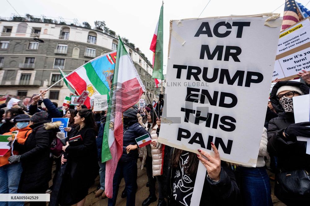 Iranians Demonstrate in Front of The American Consulate - Milan
