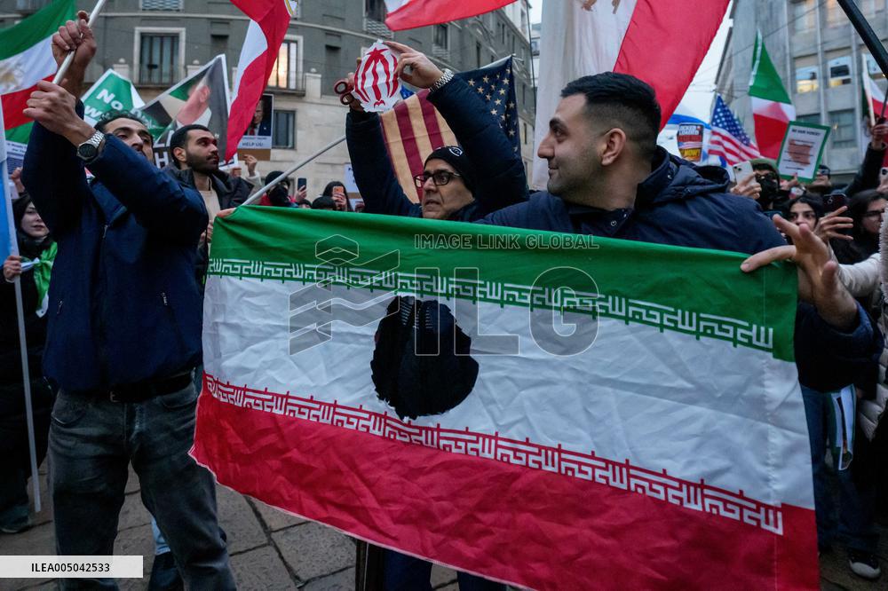 Iranians Demonstrate in Front of The American Consulate - Milan