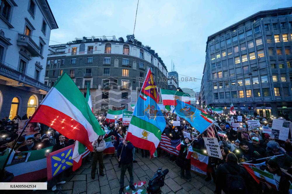 Iranians Demonstrate in Front of The American Consulate - Milan