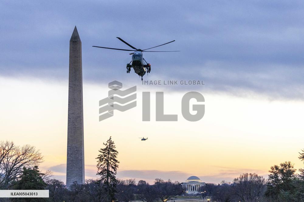 President Trumpreturns to the White House from Detroit, Michgan