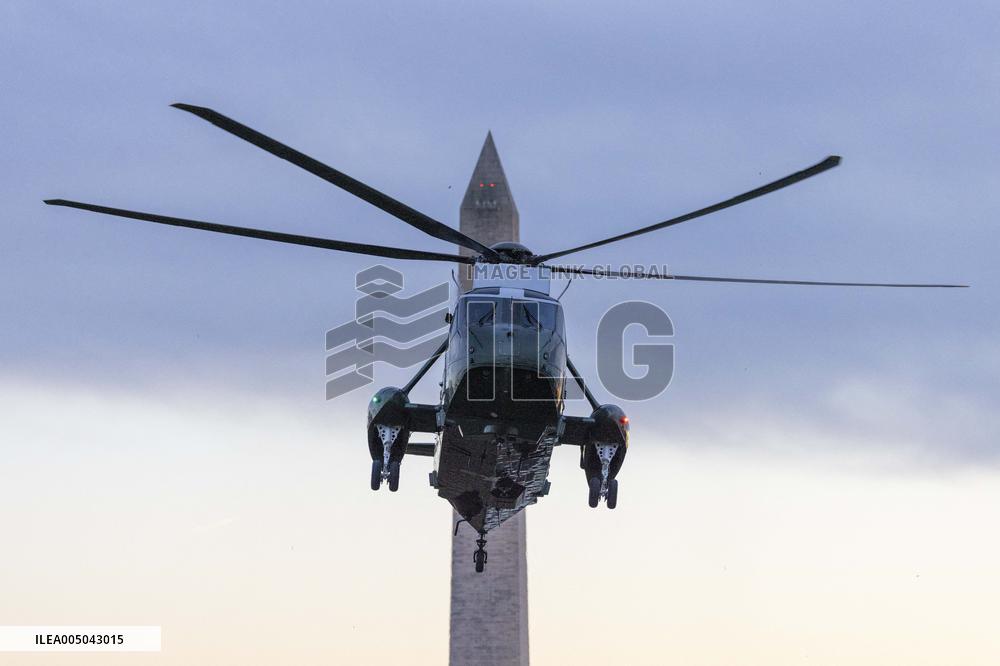 President Trumpreturns to the White House from Detroit, Michgan