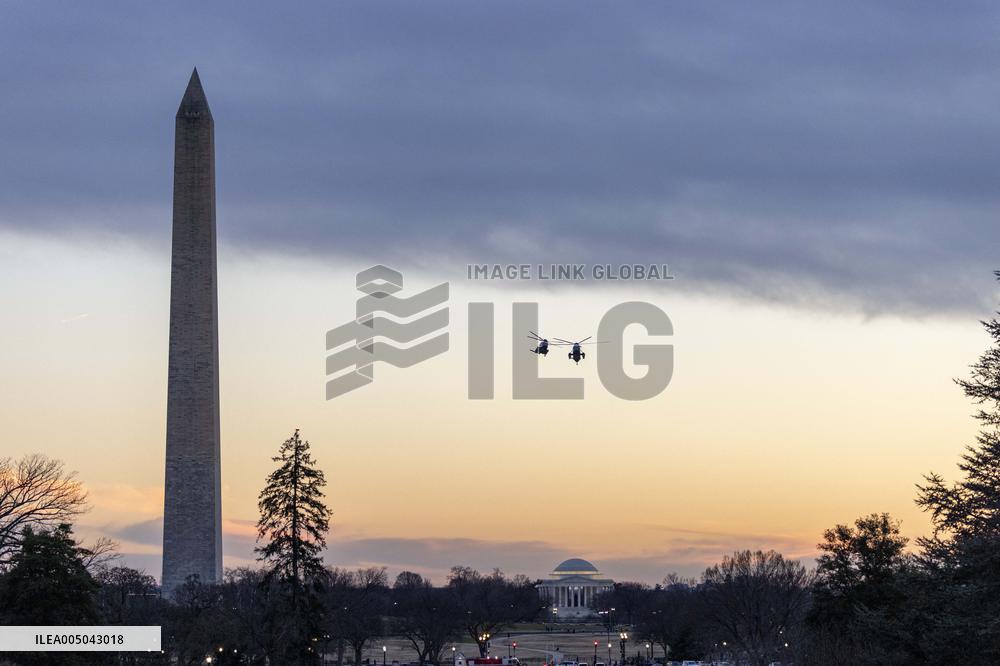 President Trumpreturns to the White House from Detroit, Michgan