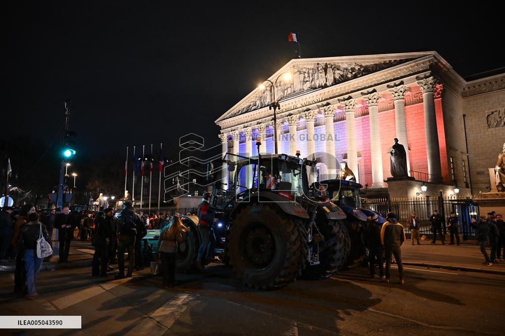 Farmers protest in front of the National Assembly - Paris