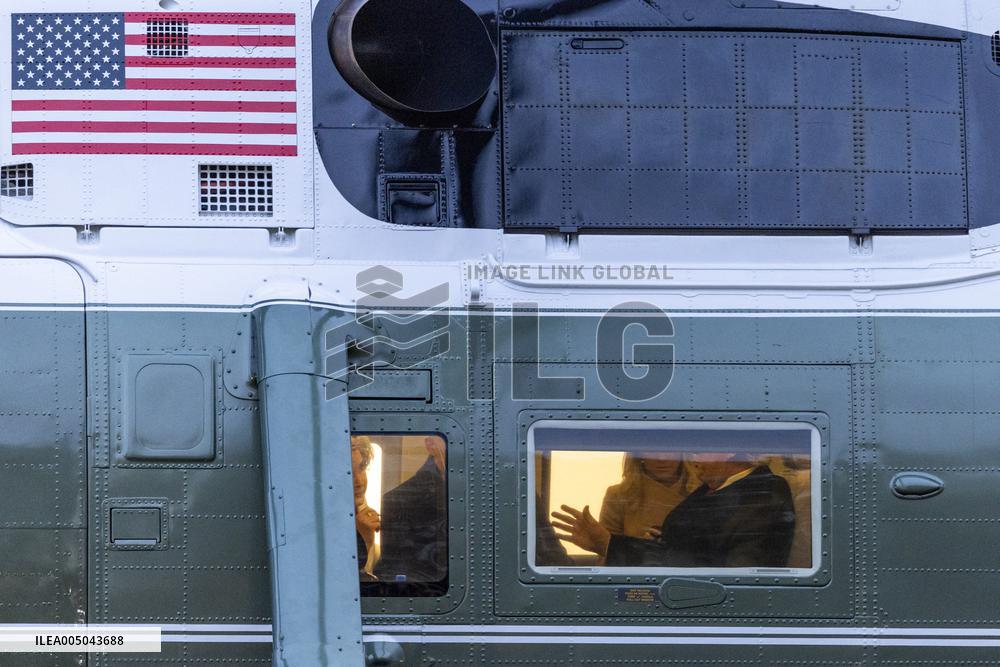 President Trump Returns To The White House From Detroit, Michgan