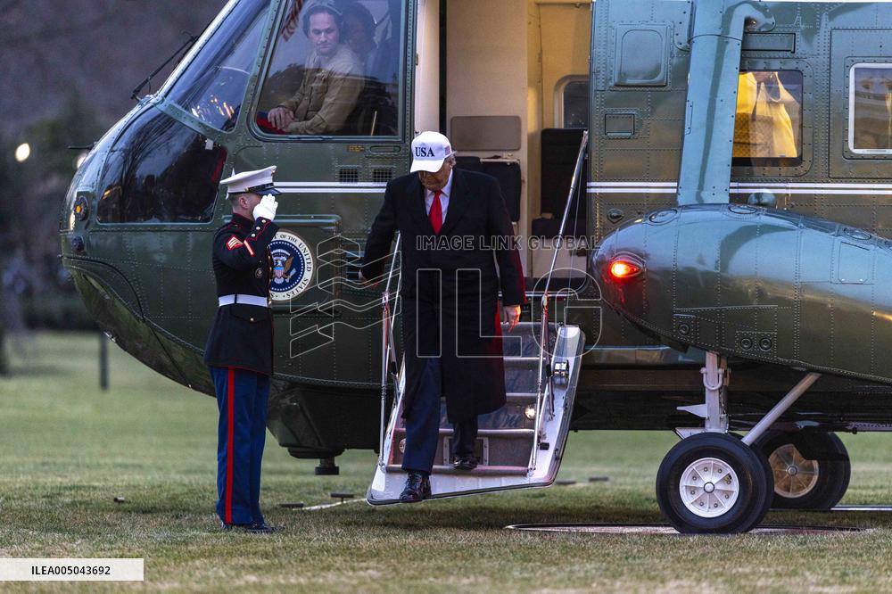 President Trump Returns To The White House From Detroit, Michgan