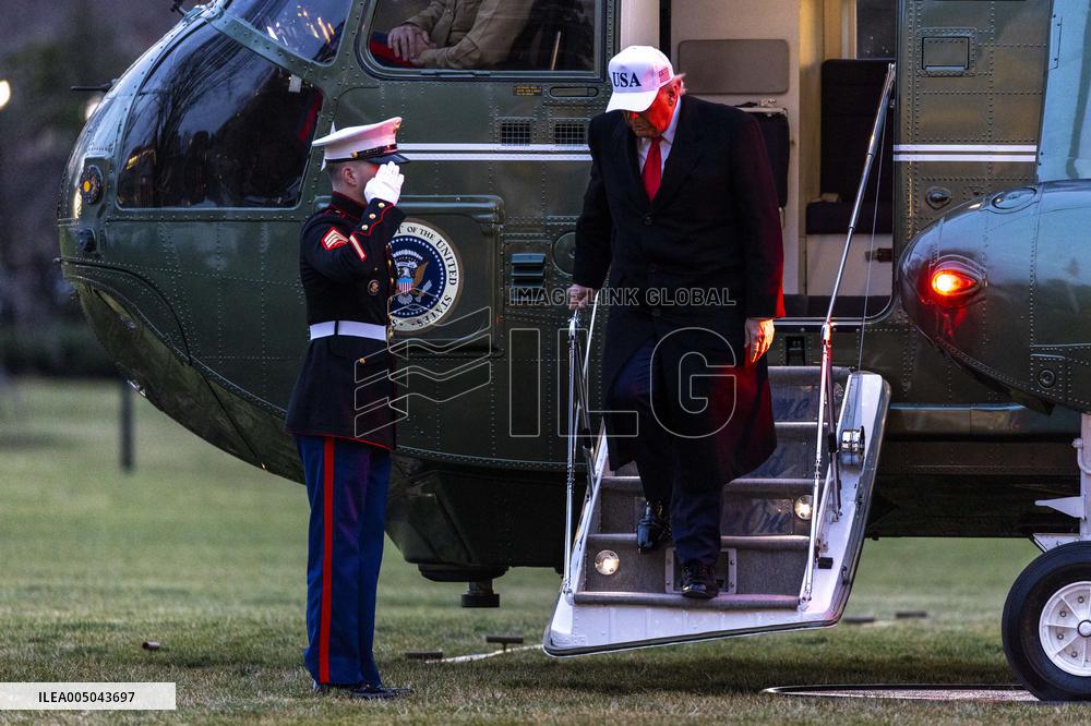 President Trump Returns To The White House From Detroit, Michgan