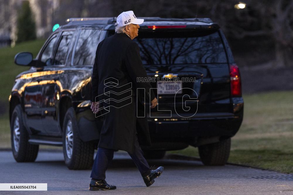President Trump Returns To The White House From Detroit, Michgan