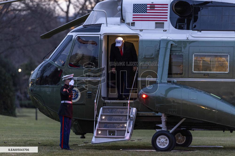 President Trump Returns To The White House From Detroit, Michgan