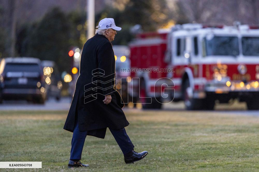 President Trump Returns To The White House From Detroit, Michgan