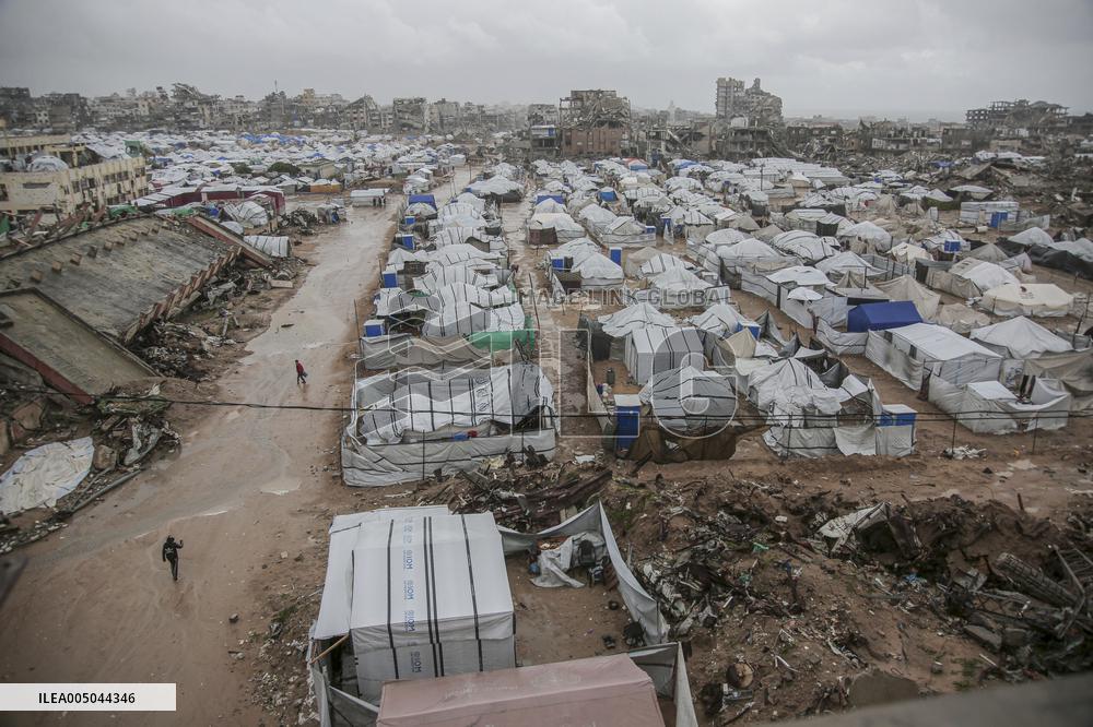 Winter Winds Batter Gaza Tent Shelters