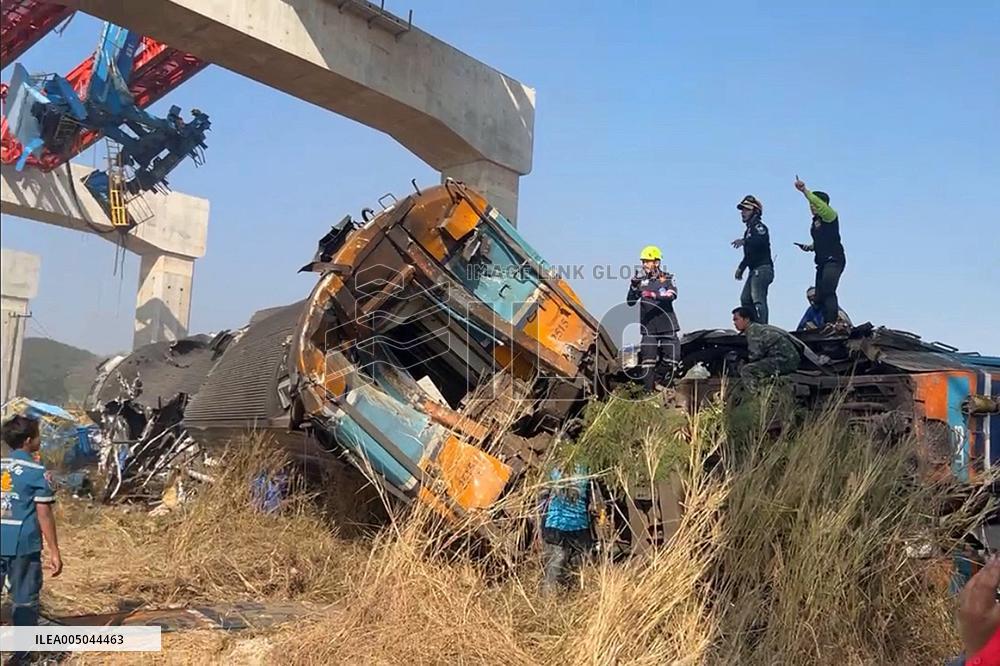 At Least 22 Dead as Crane Collapses onto Train - Thailand