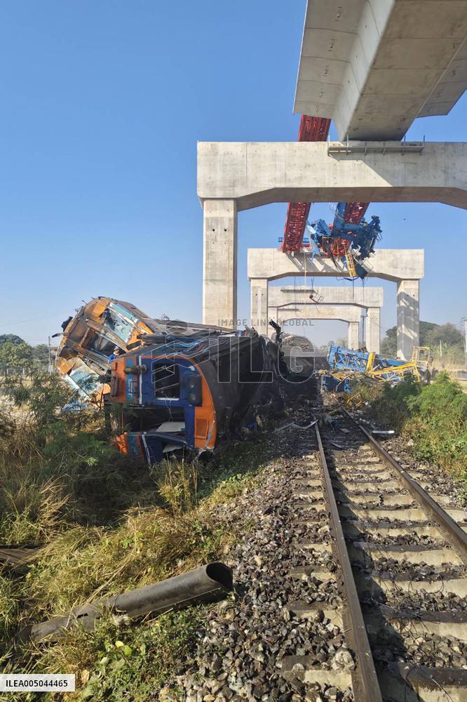 At Least 22 Dead as Crane Collapses onto Train - Thailand