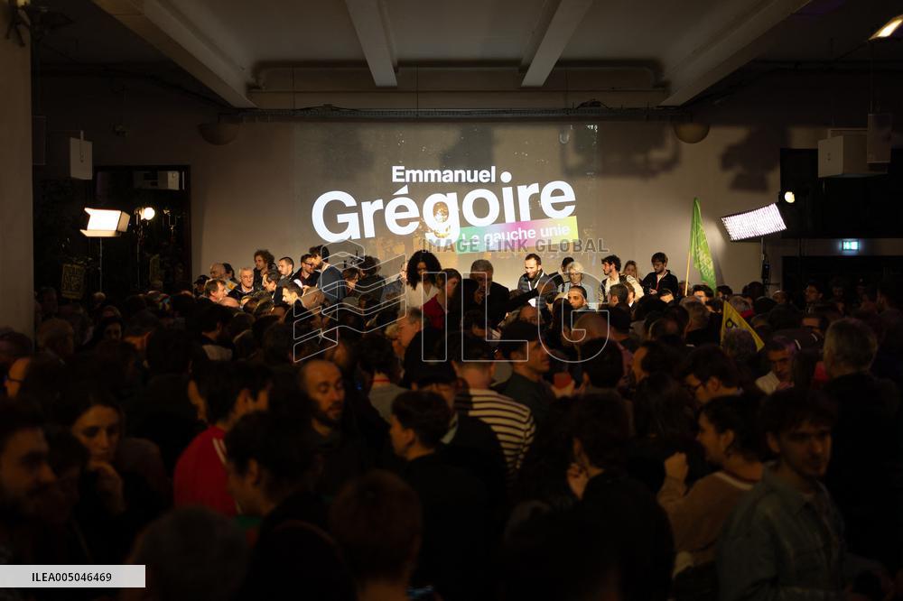 First campaign rally of Emmanuel Gregoire - Paris